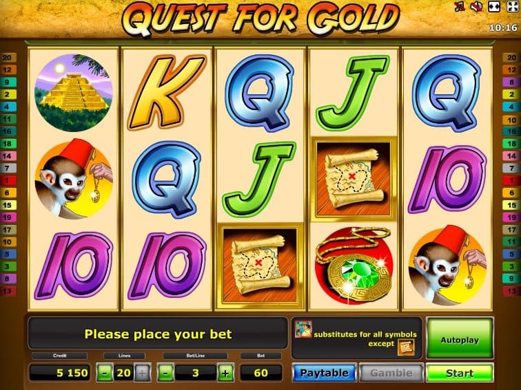 Описание слота «Quest for Gold» от казино Gaminator